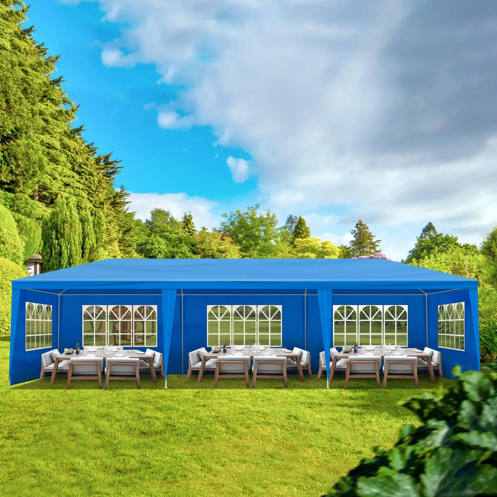 10x30ft Outdoor Wedding Party Canopy Tent,Heavy Duty Pop Up Canopy Tent,Waterproof Patio Gazebo Tent,Outside Gazebo Event Shelter Tent,with 8 Removable Sidewalls,for Garden/Patio/Backyard (Blue)