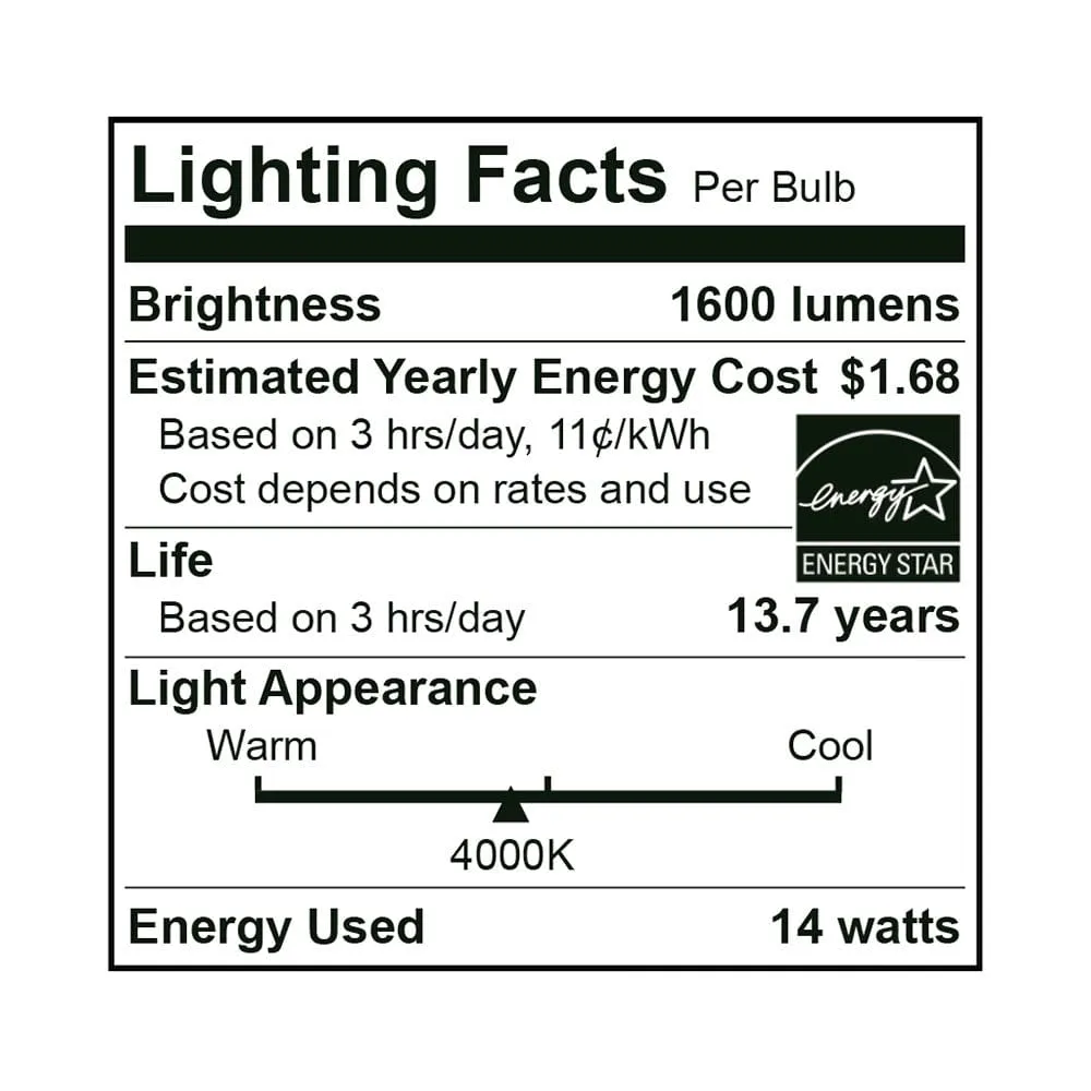 14W A19 Dimmable LED Bulb - 210 Degree Beam - GU24 Base - 1600 Lm - 4000K Natural White