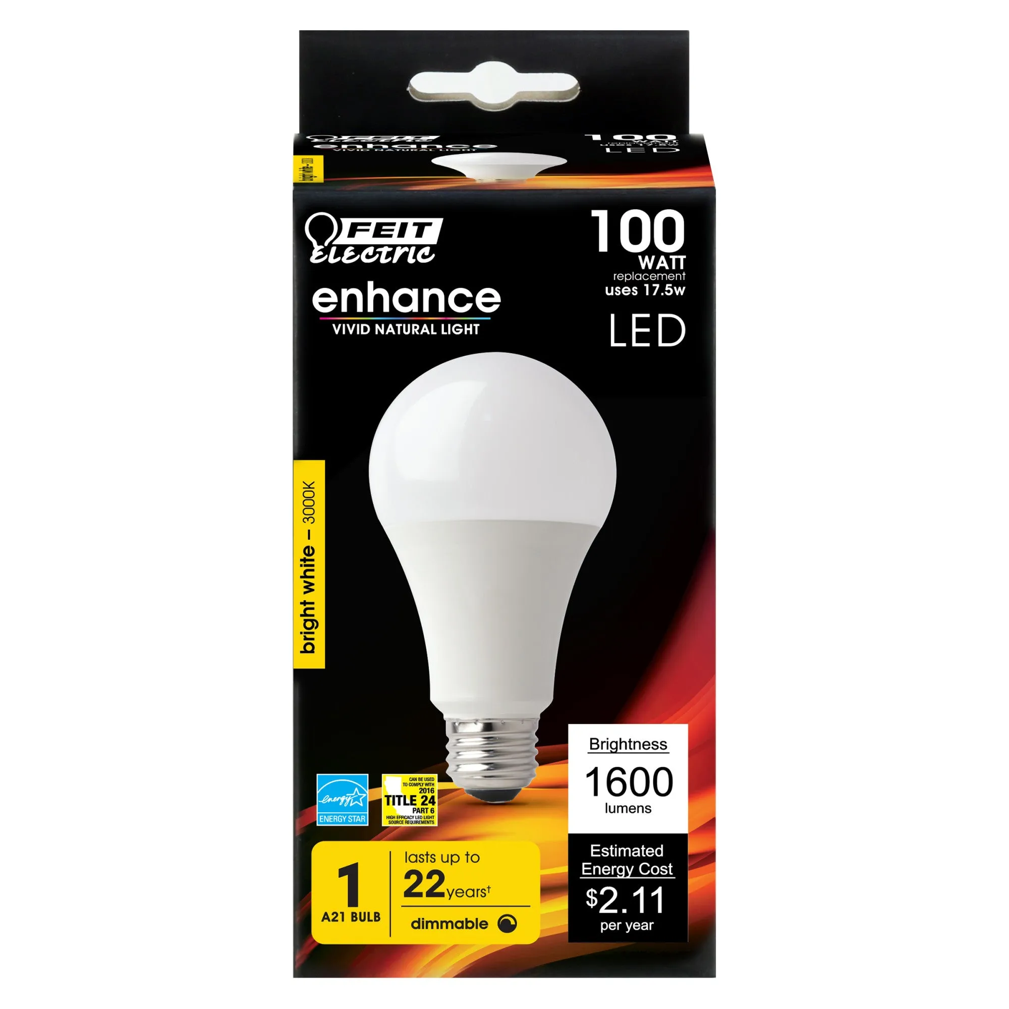 17.5W (100W Replacement) Warm White (3000K) A19 (E26 Base) Dimmable Enhance LED (72-Pack)