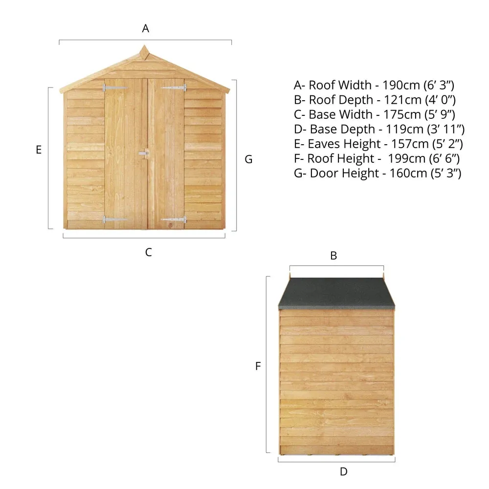 4 x 6 Overlap Apex - Double Door - Windowless Shed