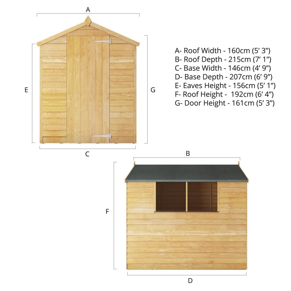 7 x 5 Overlap Apex Shed