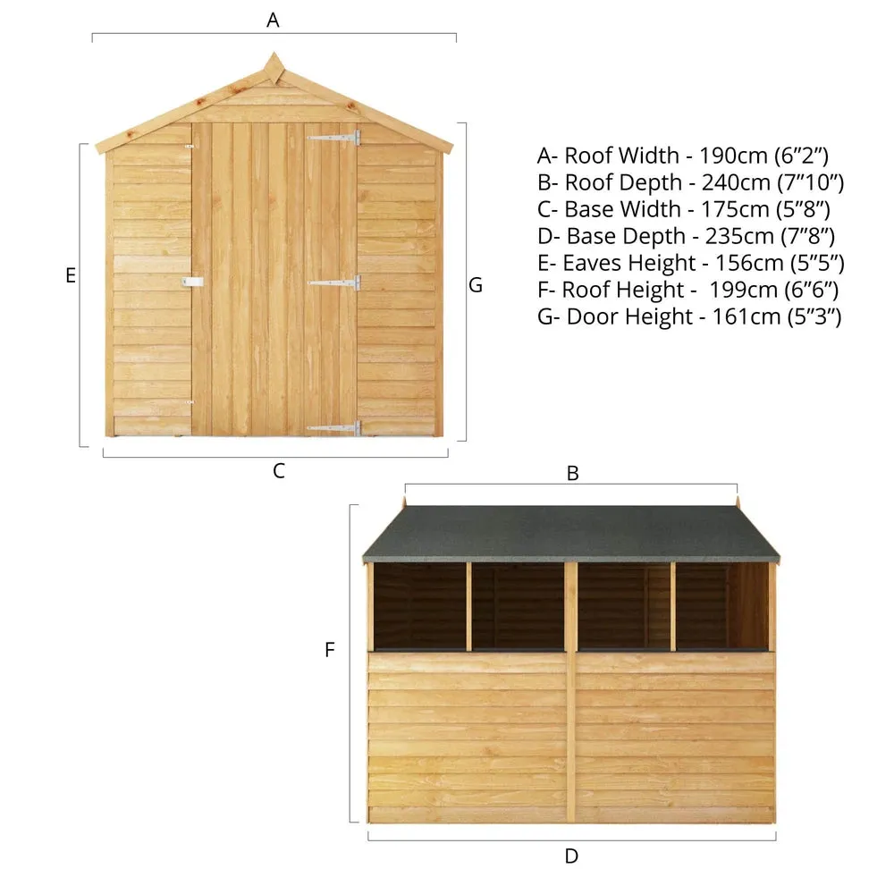 8 x 6 Overlap Apex - Single Door Shed