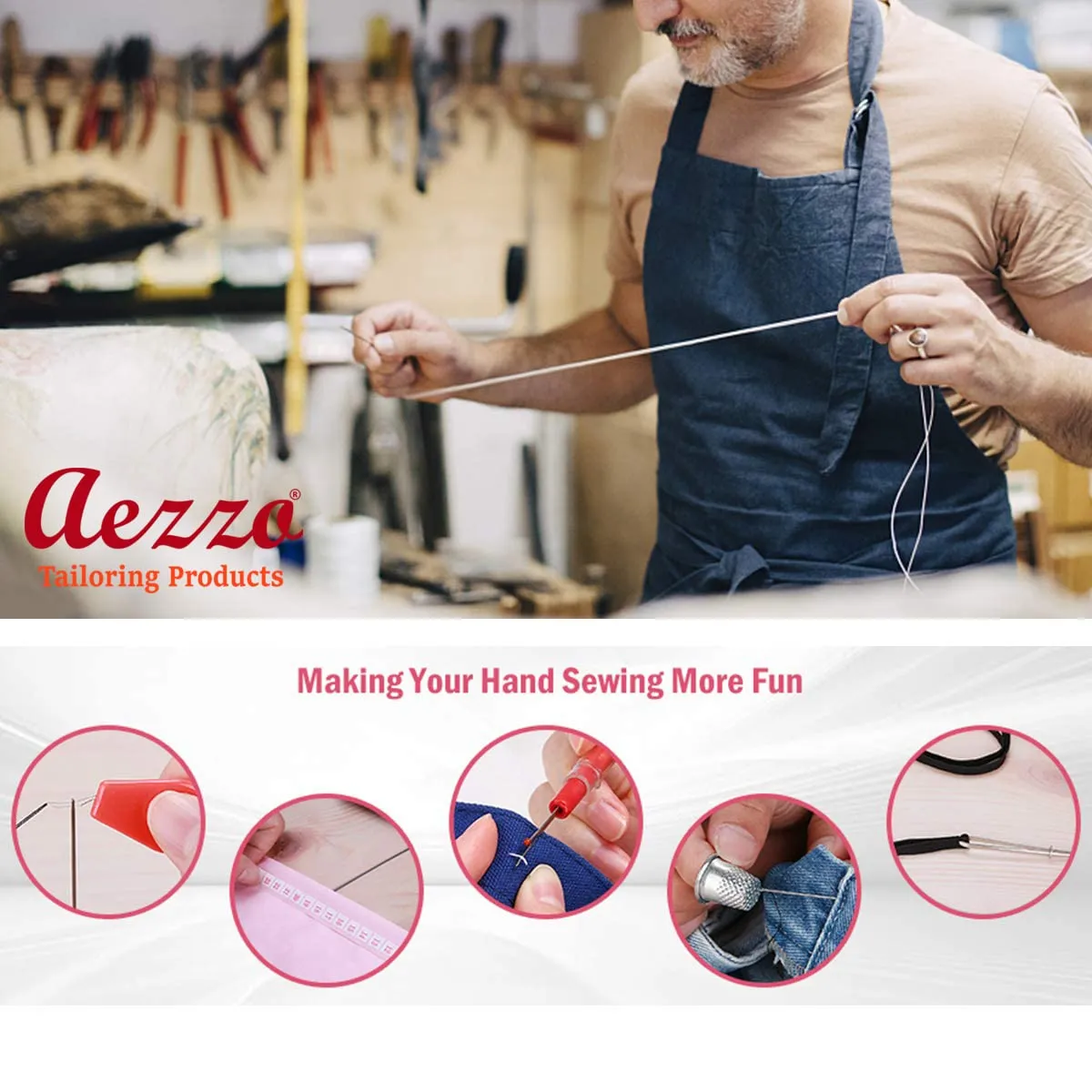 Aezzo Double Layer Tailoring Travel Sewing Sets Kit Box with 24 Thread Spool, Needles, Measure Tape, Bobbins, Shirt and Pant Buttons, Seam Ripper, Scissor, Pearl Pin etc. with Sewing Kit Box.