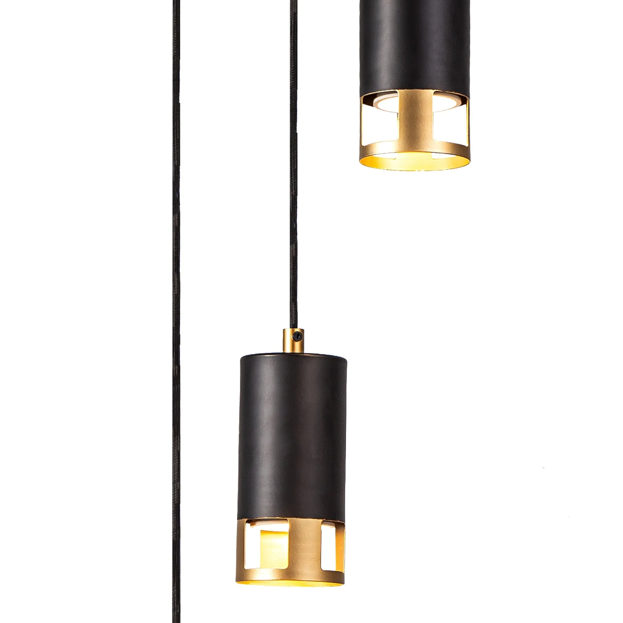 Almera 3/5Lt Round Cluster Ceiling Light GU10, Black & Painted Gold