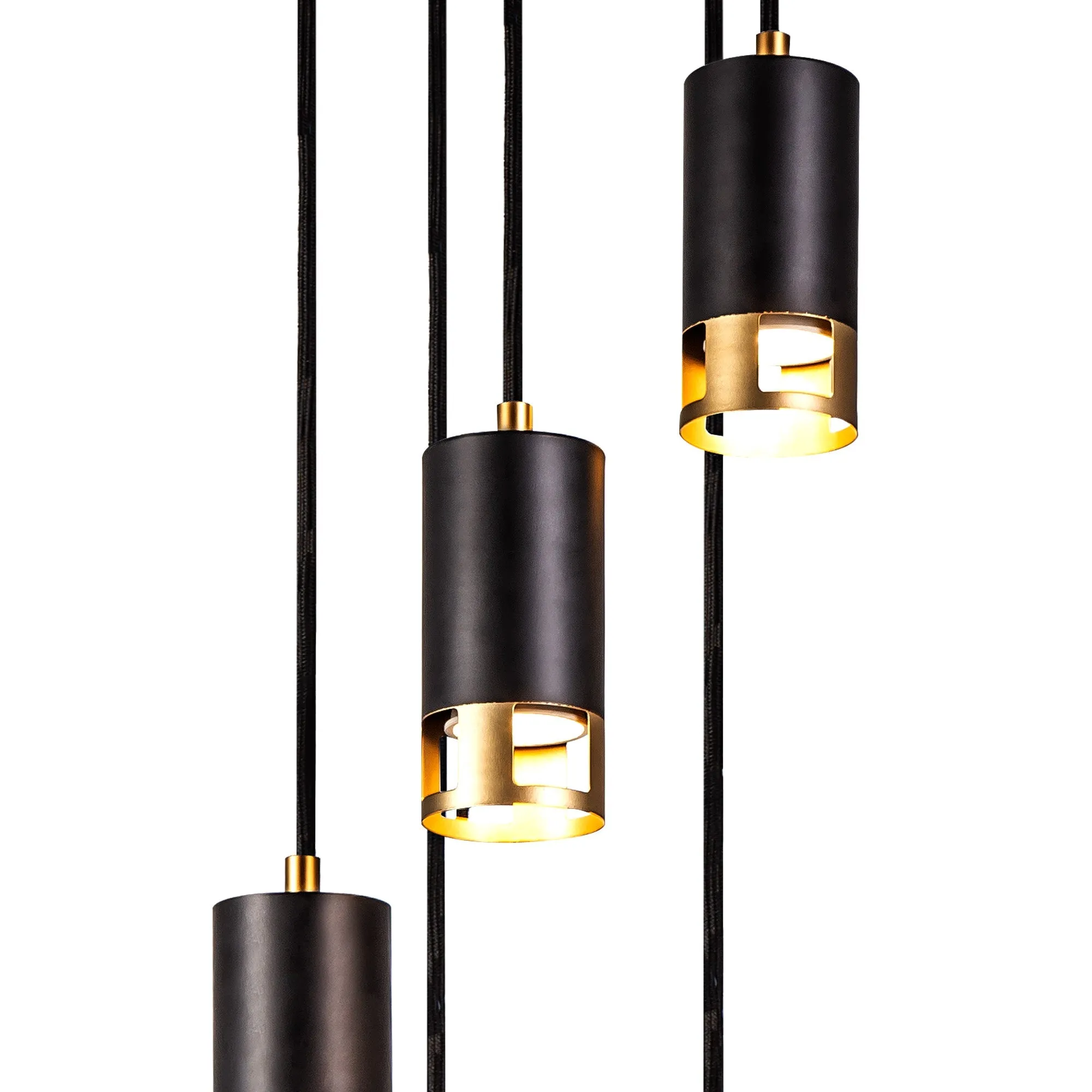 Almera 3/5Lt Round Cluster Ceiling Light GU10, Black & Painted Gold