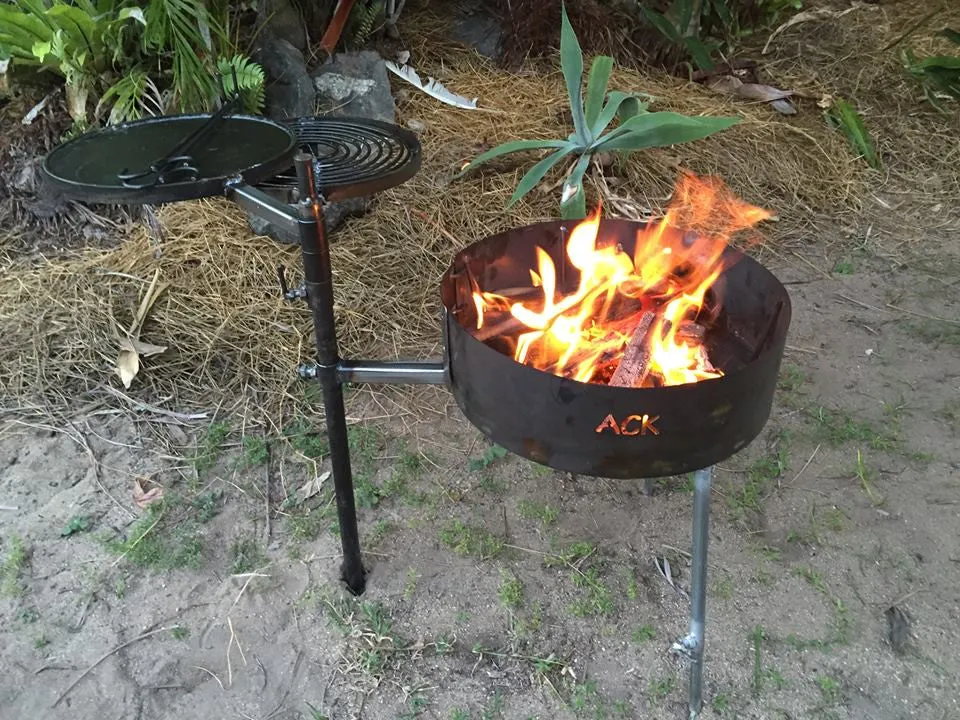 Camping Fire Pit with Swinging Hot Plate & Grill