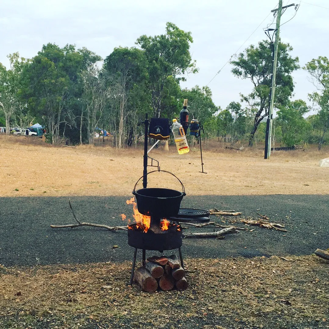 Camping Fire Pit with Swinging Hot Plate & Grill