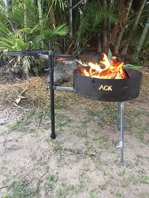 Camping Fire Pit with Swinging Hot Plate & Grill