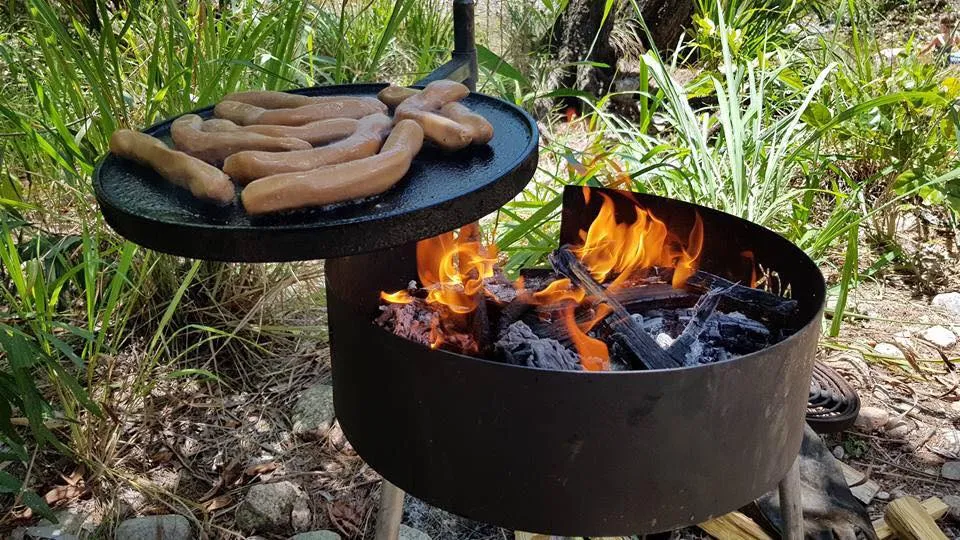 Camping Fire Pit with Swinging Hot Plate & Grill