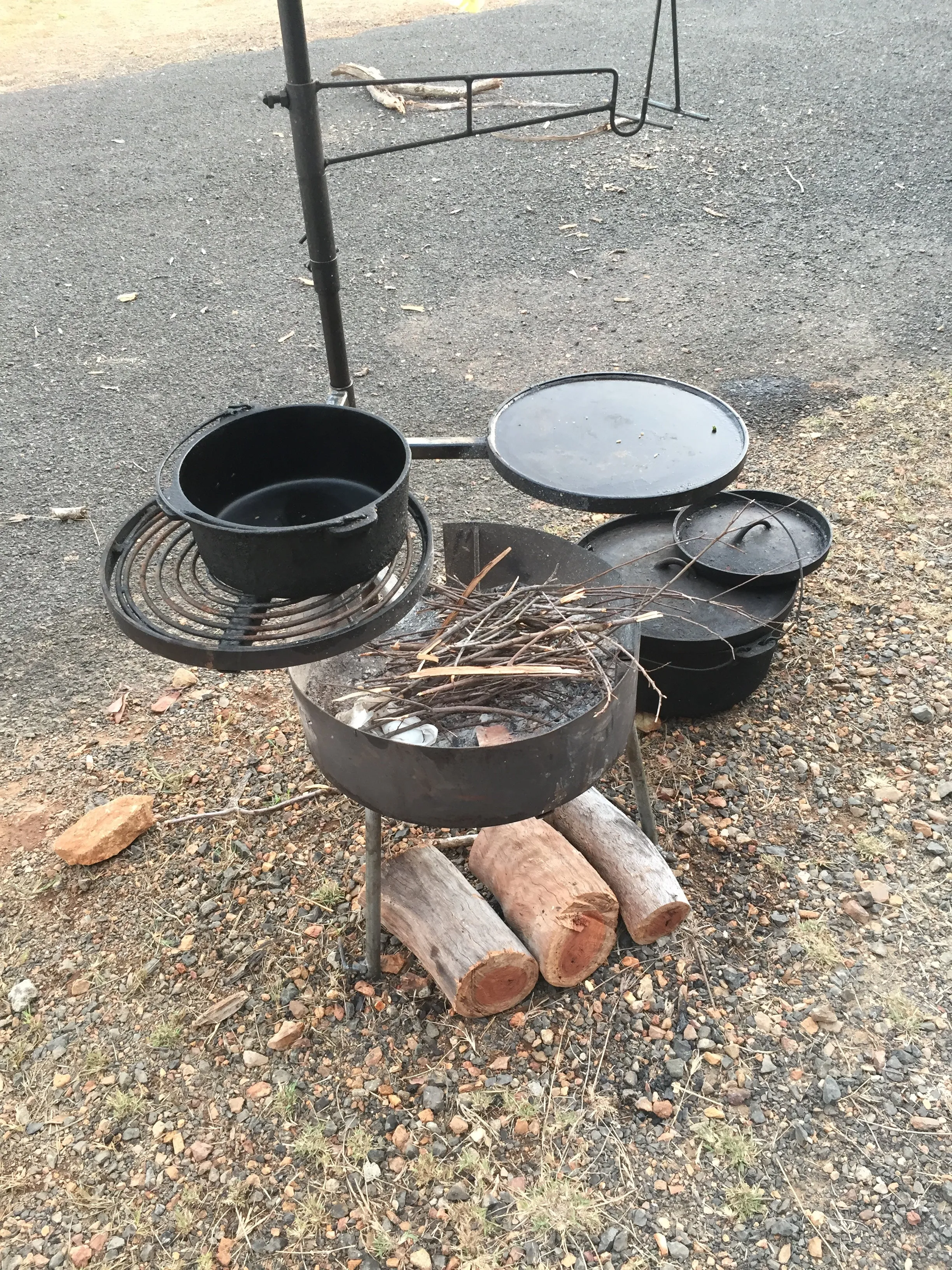 Camping Fire Pit with Swinging Hot Plate & Grill