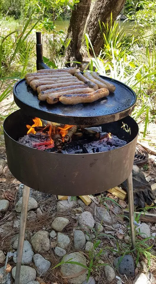 Camping Fire Pit with Swinging Hot Plate & Grill