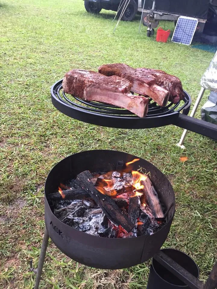 Camping Fire Pit with Swinging Hot Plate & Grill