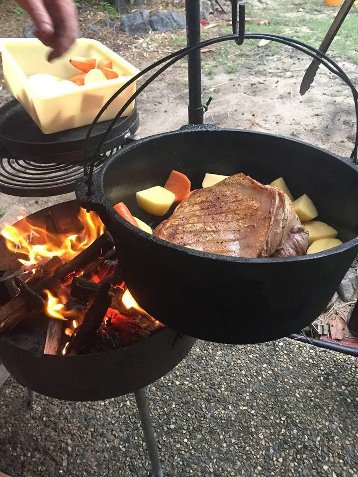 Camping Fire Pit with Swinging Hot Plate & Grill