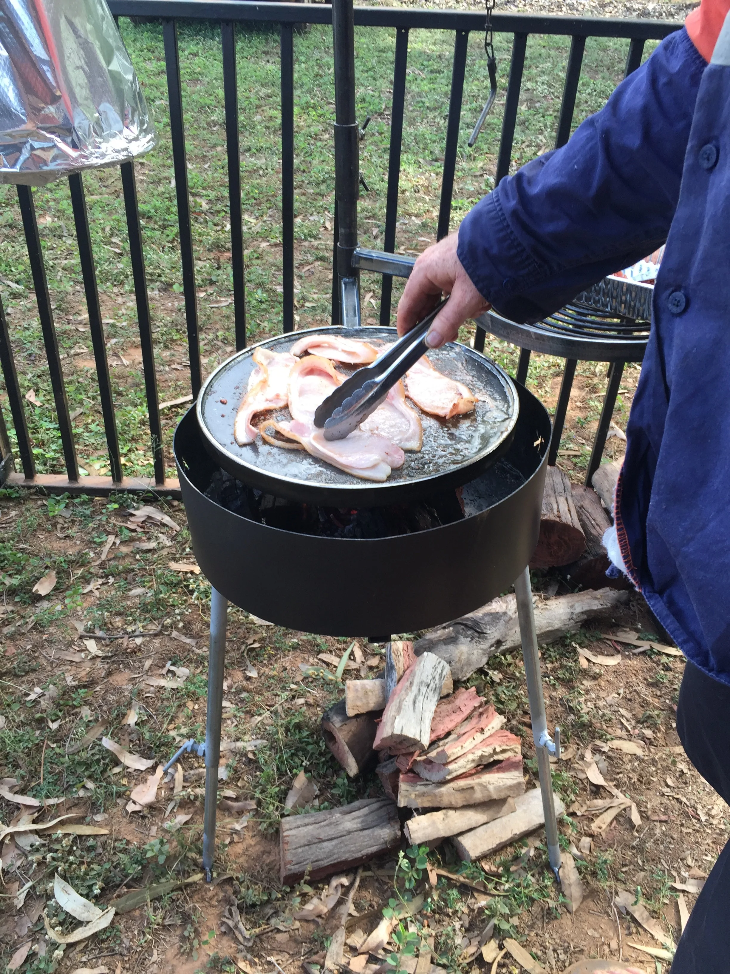 Camping Fire Pit with Swinging Hot Plate & Grill