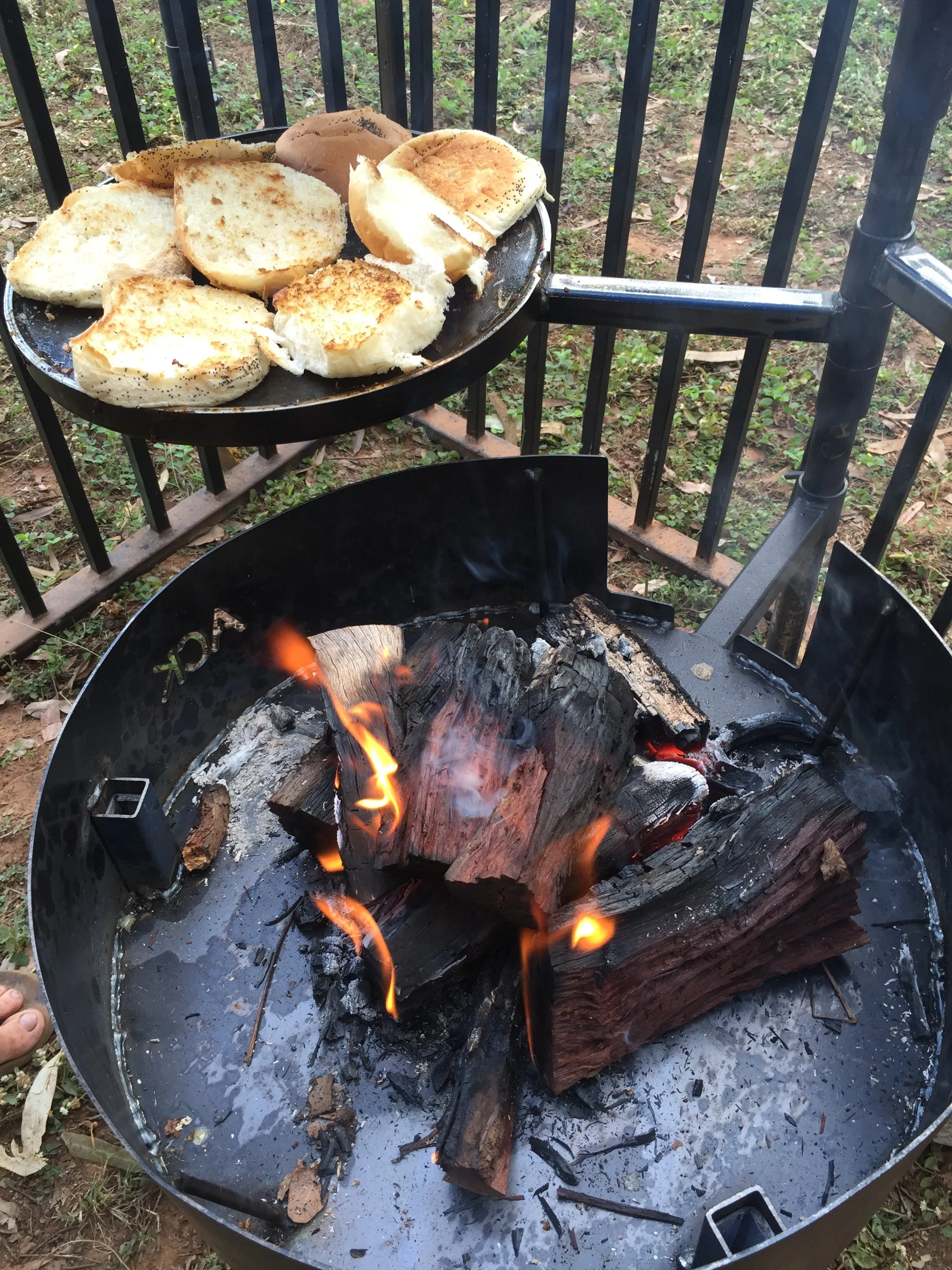 Camping Fire Pit with Swinging Hot Plate & Grill