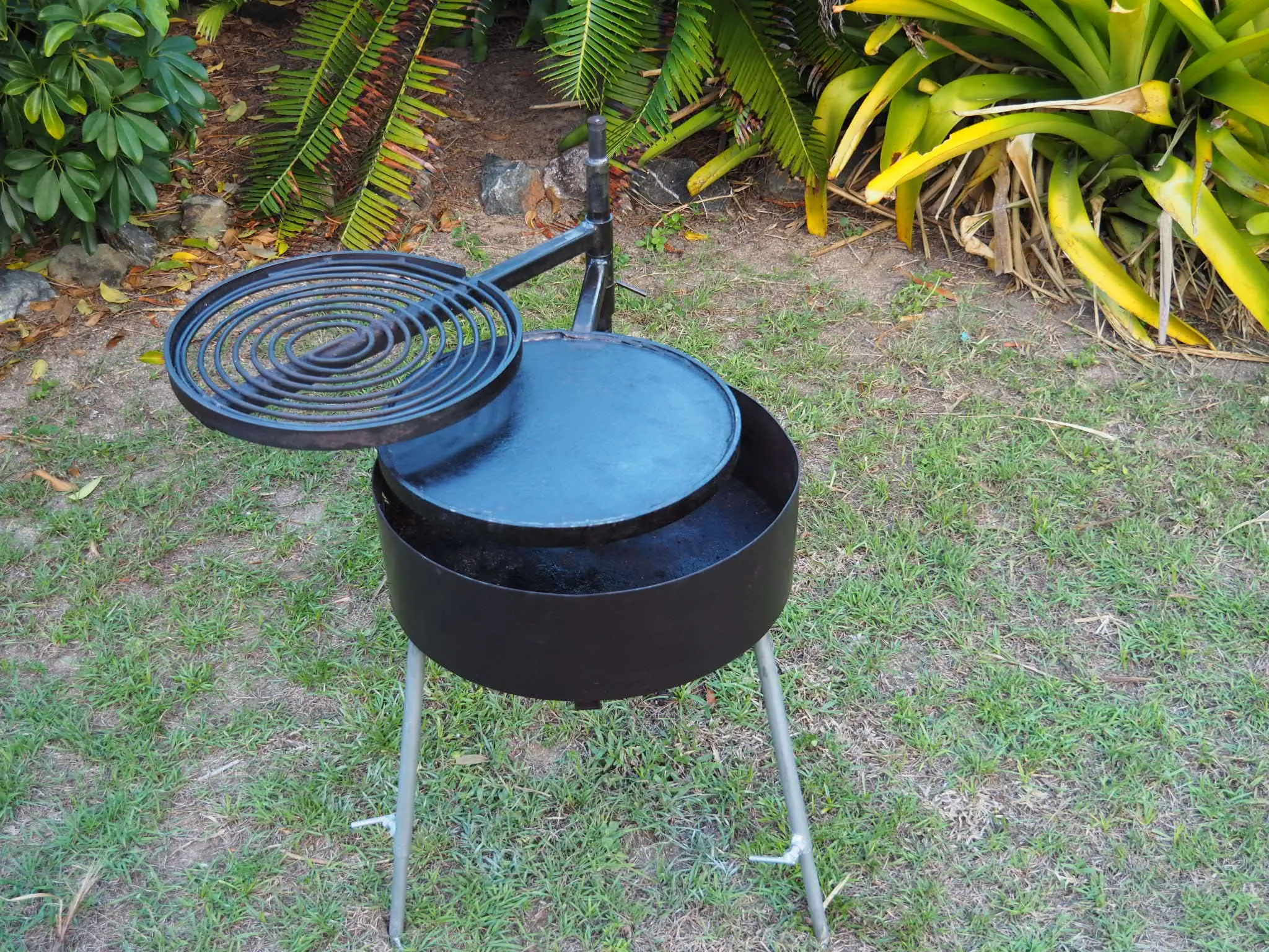 Camping Fire Pit with Swinging Hot Plate & Grill