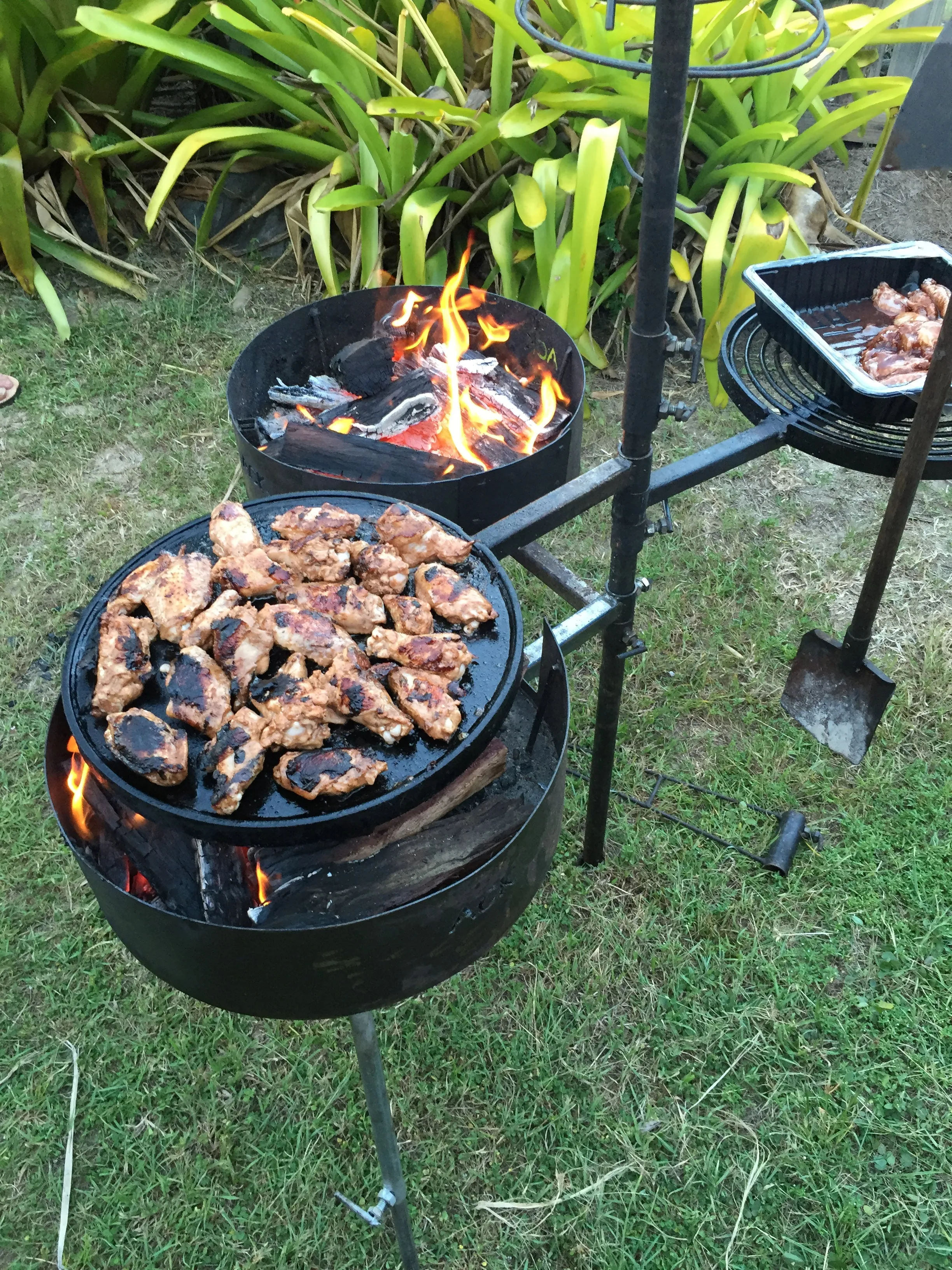 Camping Fire Pit with Swinging Hot Plate & Grill