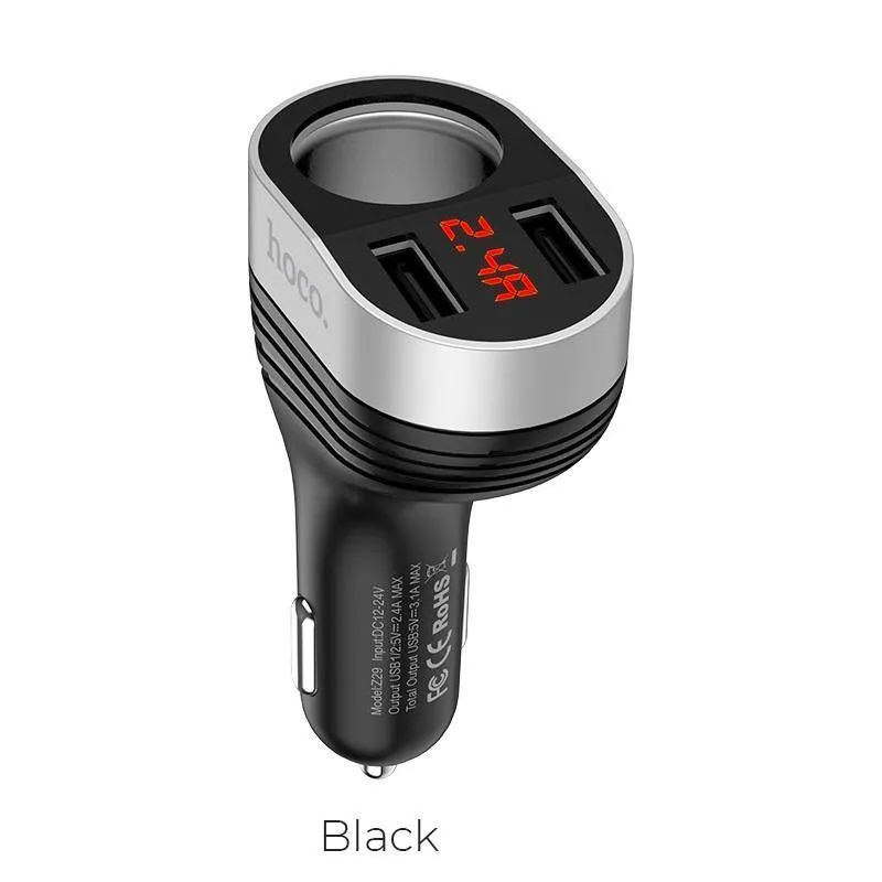 Car charger digital display dual USB HOCO Z29