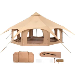 cozy Canvas Shelter, All-Season 5m/16.4ft Dome Shelter, Camping Canvas with Chimney Hole, Ventilated Large Yurt for 8 Persons, Ideal for Family Outings, Outdoor Gatherings