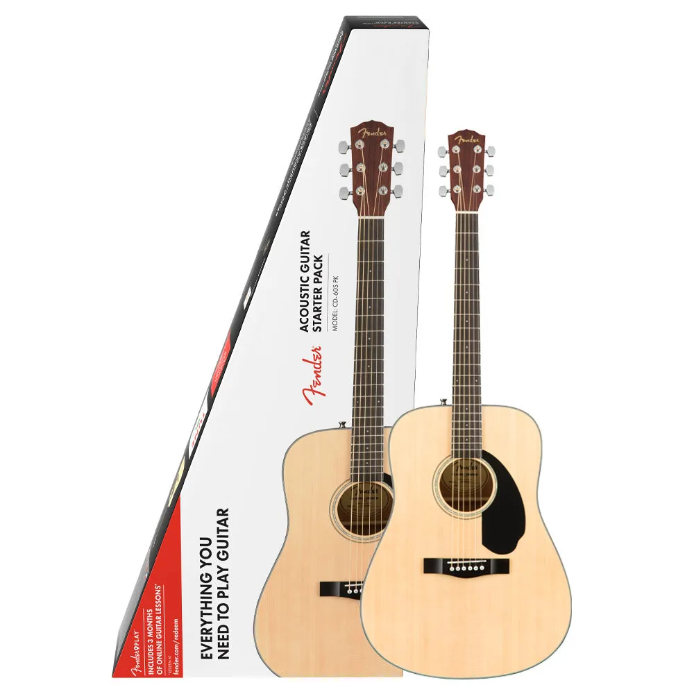 Fender CD-60S V2 Natural Dreadnought Acoustic Guitar Starter Pack