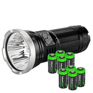 FENIX LD75C 4200 Lumen four color (White/Red/Blue/Green) CREE XM-L U2 LED Flashlight / Searchlight with eight EdisonBright CR123A batteries bundle