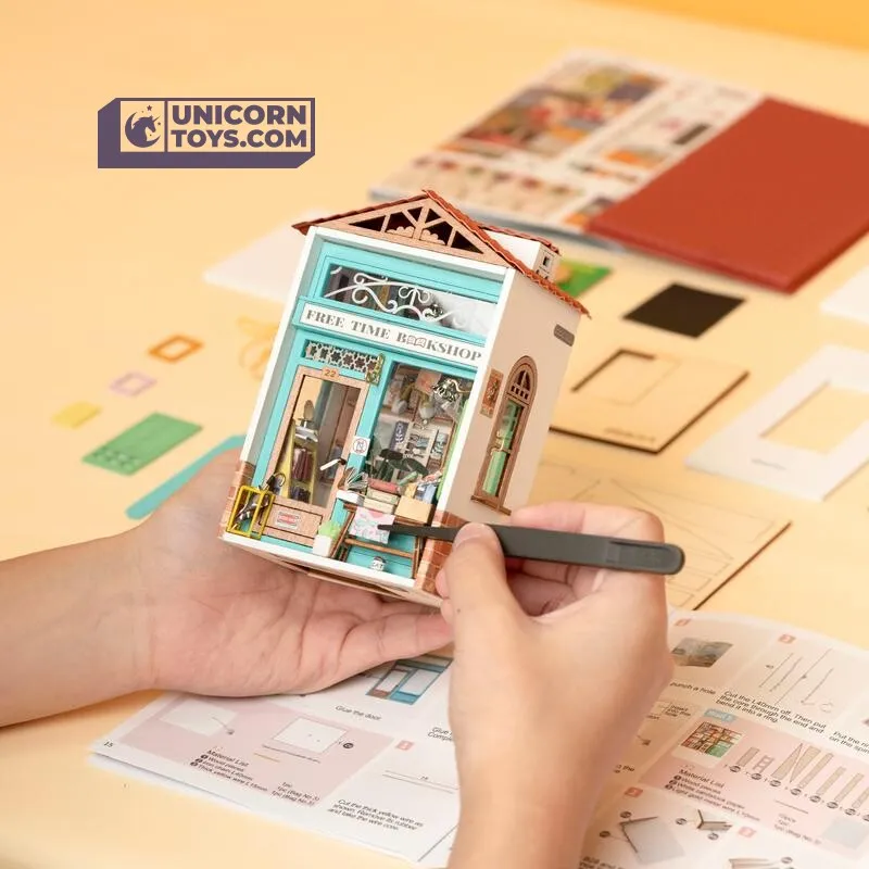 Free Time Bookshop | Robotime Rolife Mini Town DS008 DIY Dollhouse Miniatures Kit