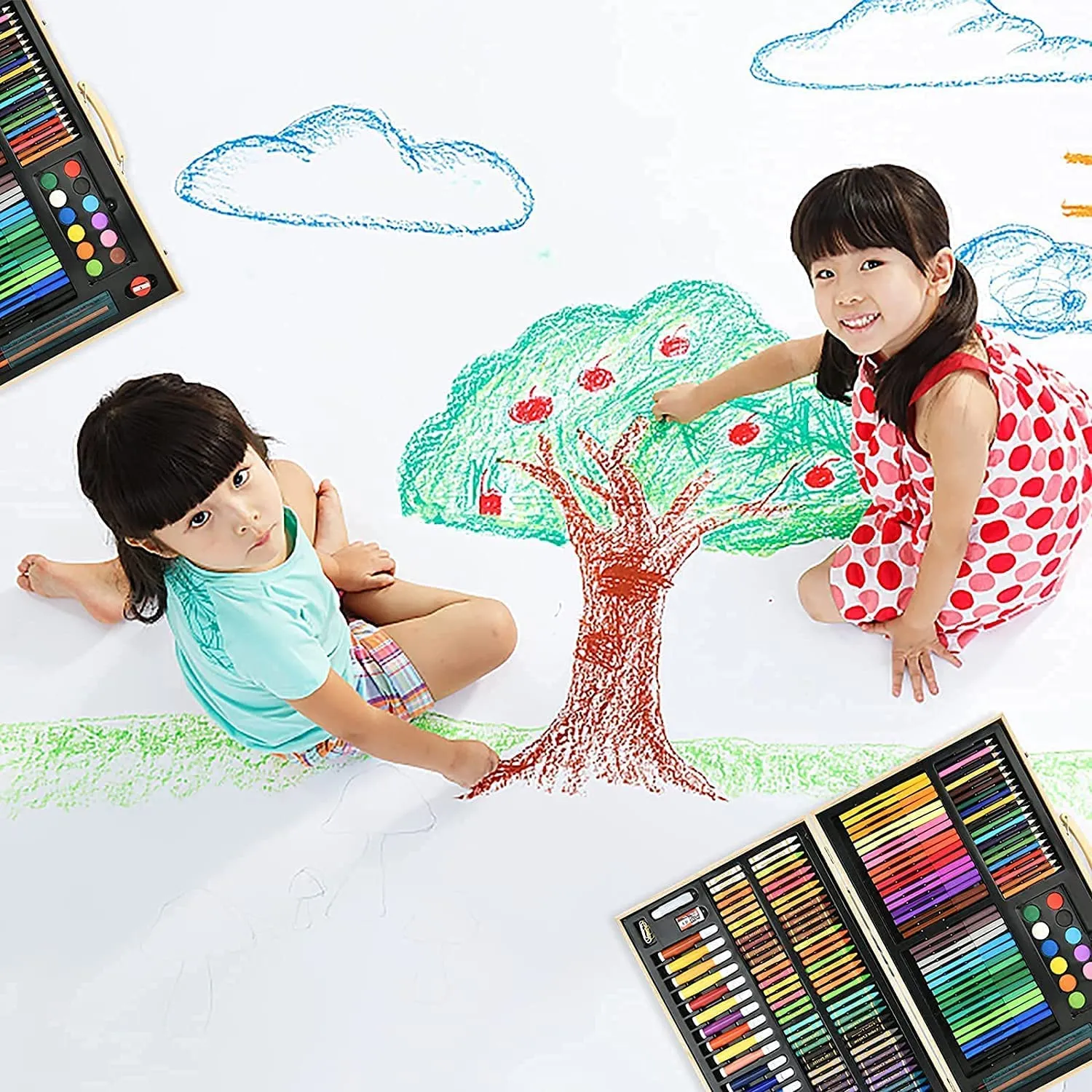 KARP Children Deluxe Art Drawing Set for Kids Case Art and Craft Supplies Drawing and Painting Set Great Gift (180Pcs - Multi)