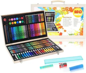 KARP Children Deluxe Art Drawing Set for Kids Case Art and Craft Supplies Drawing and Painting Set Great Gift (180Pcs - Multi)