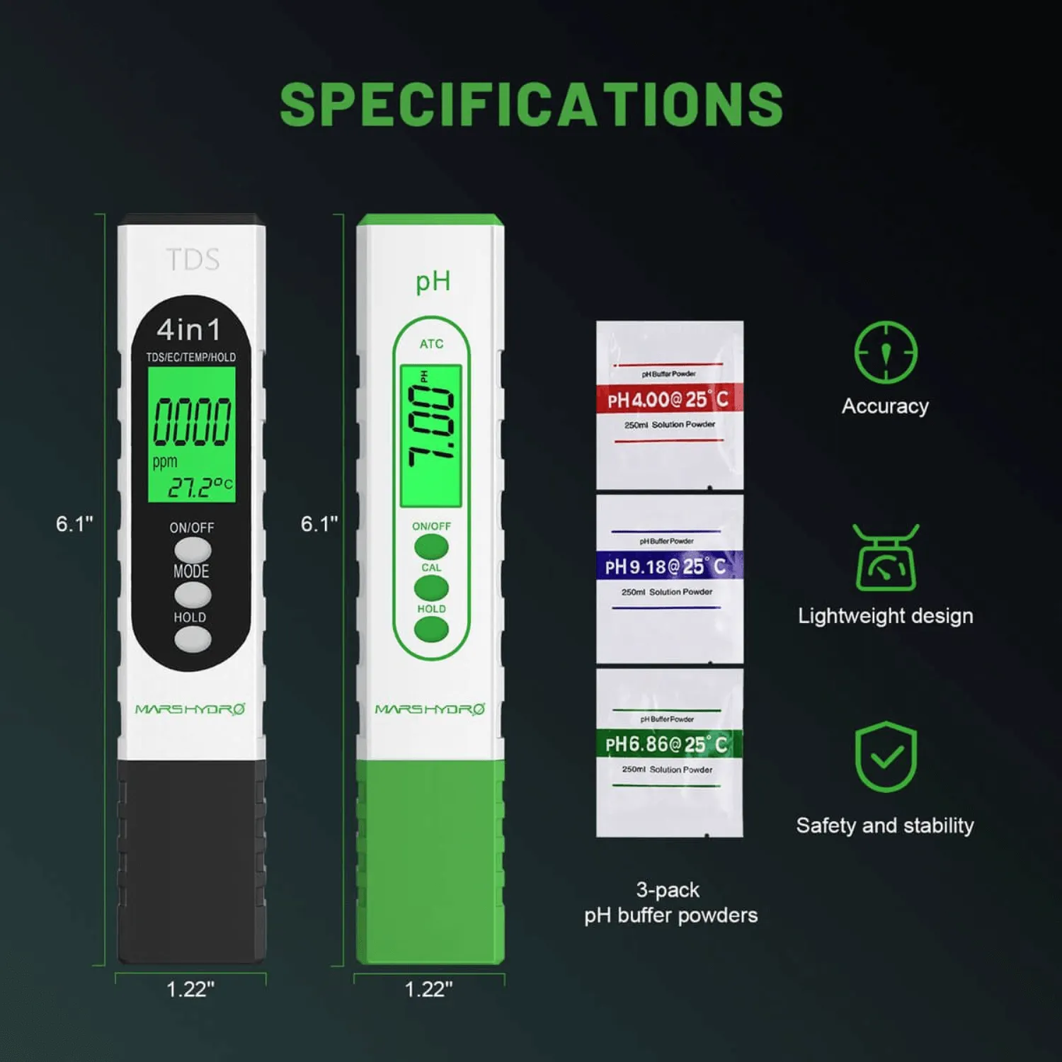 Mars Hydro pH and TDS Meter Combo for Hydroponics