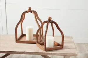 Mudpie Beaded Trim Wood Lanterns