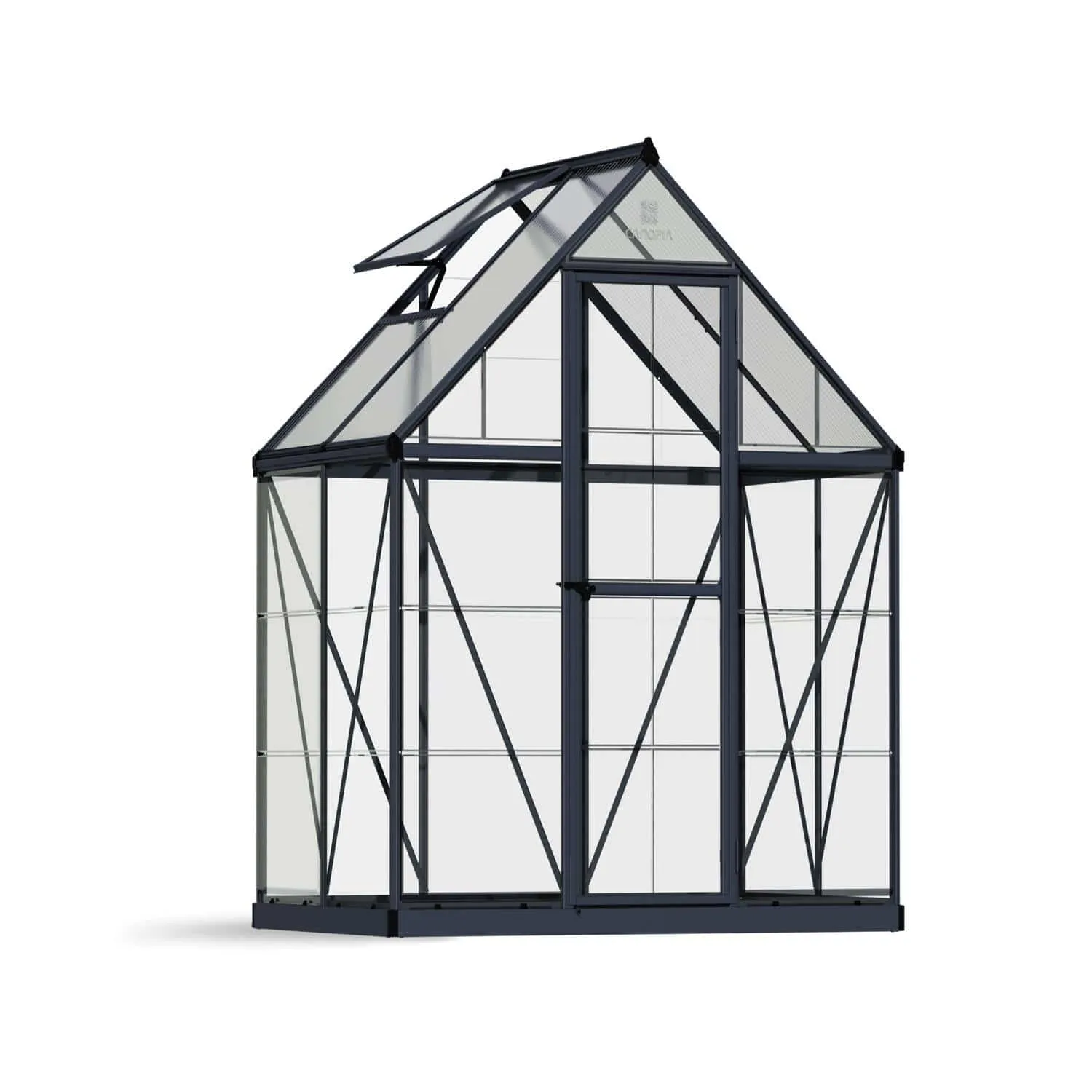 Palram - Canopia | 6x4 Ft Hybrid Greenhouse Kit - Gray With 0.8mm Polycarbonate Glazing