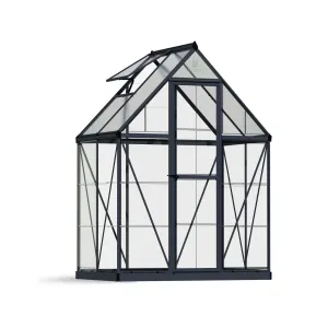 Palram - Canopia | 6x4 Ft Hybrid Greenhouse Kit - Gray With 0.8mm Polycarbonate Glazing