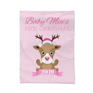 Pink First Christmas Blanket - Small