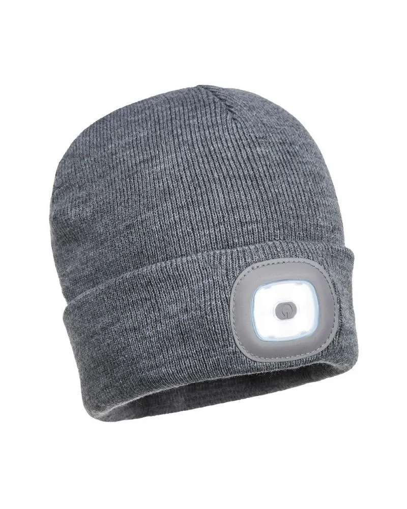 Rechargeable Twin LED Beanie - Grey