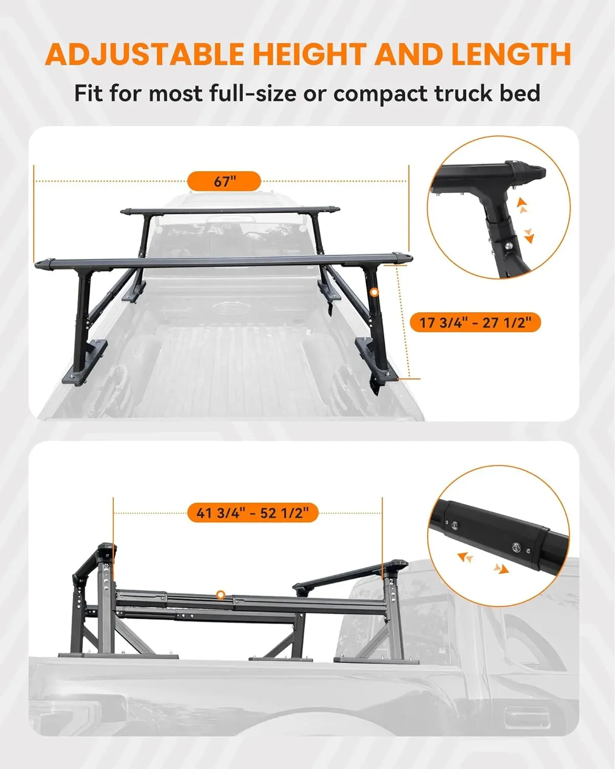 Truck Bed Rack for Truck w/Inner Rail System