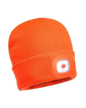 USB Rechargeable LED Light Beanie - Orange