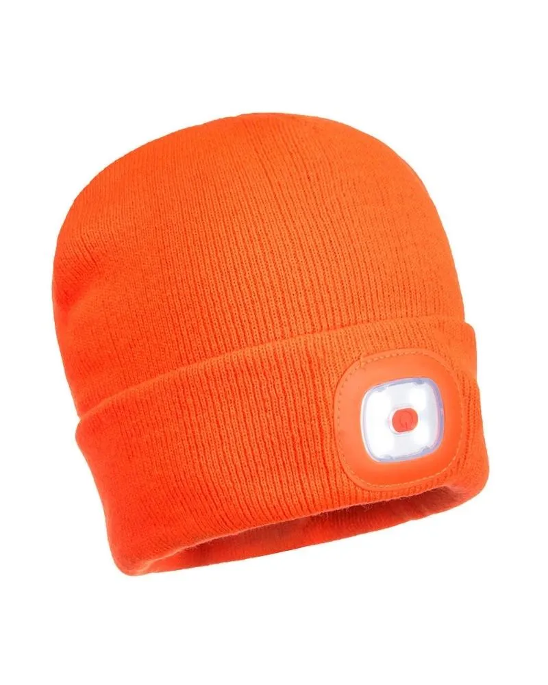 USB Rechargeable LED Light Beanie - Orange