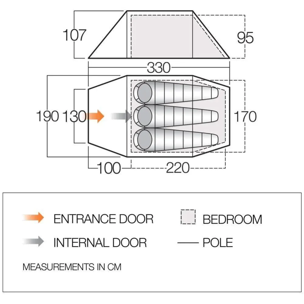 Vango Scafell 300 Tent - 3 Man Trekking Tent