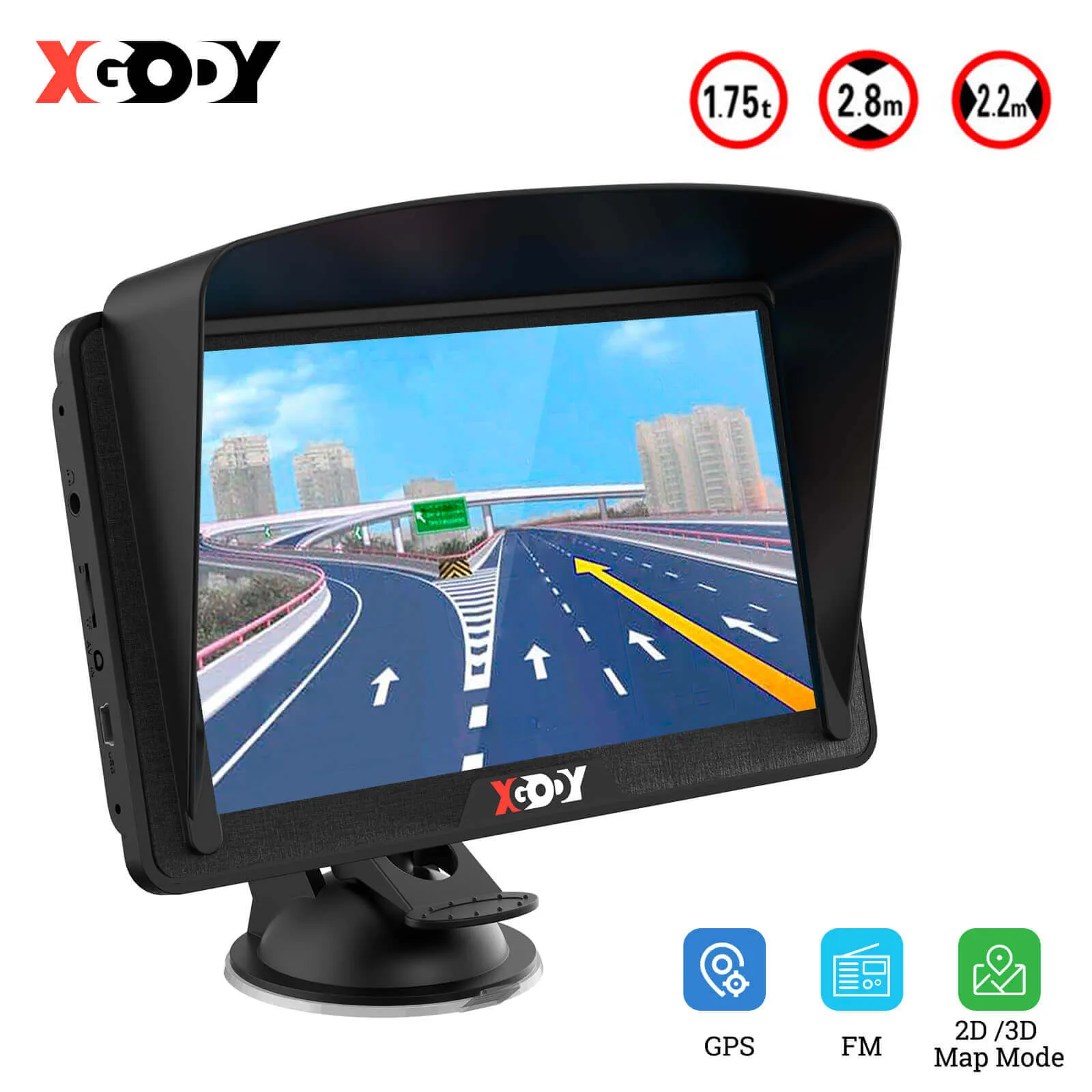 XGODY 886BT | 7-inch GPS Truck Navigator, Easy Raed Touchscreen Display, Custom Routing and Dock Guidance